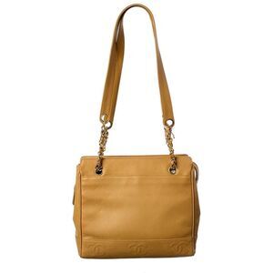 Chanel Beige Calfskin Leather Triple Coco Chain Tote (Authentic Pre-Loved)